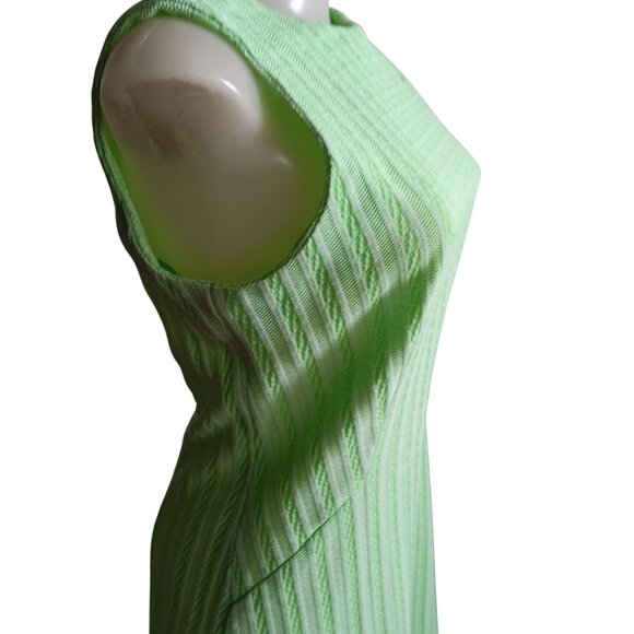 1Of1 Women's 8/10 Vintage Dress Sleeveless Lime Green Knit Texture 70's Handmade - Picture 4 of 7